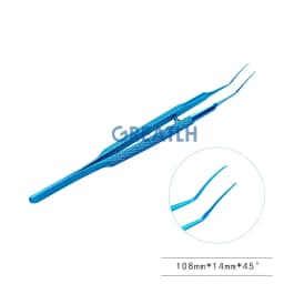 Titanium Utrata Capsulorhexis Forceps Curved Angle 105mm long ophthalmic instrument surgical