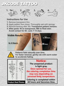 Semi-Permanent Tattoo | Lucky Totems, Graffiti Patterns, Get-Rich-Quick Hip-Hop Style Tattoos, Neck Tattoos | Unisex Waterproof Body Paint, Realistic Temporary Tattoos, Plant Motifs, Finger Tattoos, Magic Tattoos, Lasts for 1-2 Weeks.