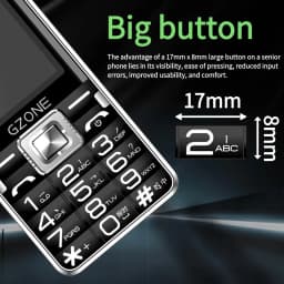 2G GSM Feature Phone SOS Call Fast Dial 2.4" Display Large Keypad Super Loud Speaker Dual SIM Blacklist Dual Torch Long Standby