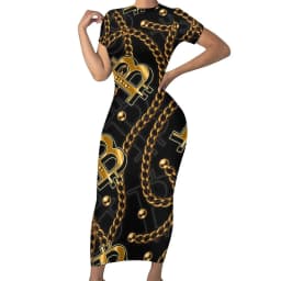 Retro Chains Bodycon Dress Summer Leopard Print Cute Maxi Dresses Women Short Sleeve Graphic Street Fashion Dress 3XL 4XL 5XL