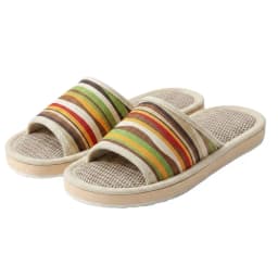 Striped Linen Open Toe Slippers Breathable Indoor House Slippers Anti Slip EVA Sole Lightweight Casual Home Slides For Men Women
