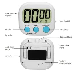 LED Counter Display Alarm Clock Manual Electronic Countdown Sports Magnetic Digital Timer Kitchen Cooking Shower Study Stopwatch