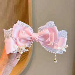 Ribbon Lace Lace Pearl Chain Large Bow Pearl Pink KC Cute Princess Headwear Hair Clip Accessories Lolita Headpiece Sweet Cute