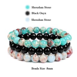 3Pcs/set 8mm Natural Stone Beads Bracelet Set Pink Zebra Rhodonite Moonstone Agates Hematite Bracelets For Women Men Jewelry
