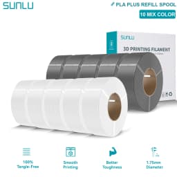 SUNLU PLA/PETG/PLA PLUS 3D Filament Refill 1.75mm Neatly Wound 3D Filament Bundle Refill for Most Brand Reuseable Spool 10KG