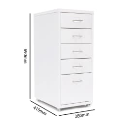 Office Metal Vertical File Cabinet with 5 Drawers on Wheels Storage Cabinet Bedroom Office Study Furniture