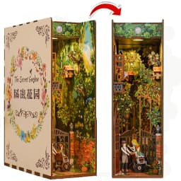 DIY Wooden Book Nook Shelf Insert Kits Miniature Cherry Blossom Bookends Japanese Doll Houses Toys Bookshelf Gifts Home Decor