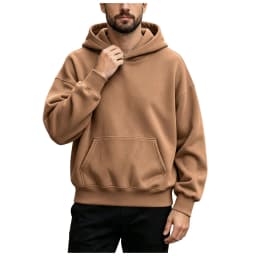 Basic Warm Fleece Hoodie Men's Sweatshirt Design Drop Shoulders Solid Color Trendy Versatile Loose Top Regular Fir Sweatshirts