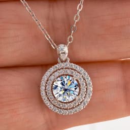1 CT Real D Color VVS Moissanite Pendant Necklace For Women Red Blue Color Moissanite 925 Sterling Silver Wedding Fine Jewelry