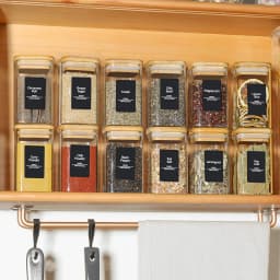 Glass Spice Jars with Bamboo Lid, 8oz Airtight Square Containers with Black Labels, Empty Seasoning Jars for Spice Salt Sugar