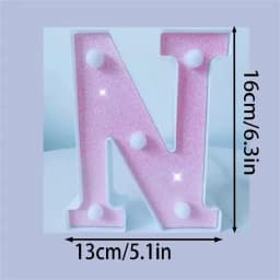 1PC 16cm Pink Glitter LED Letter&Number Lights Battery Powered Decorative Lights For Wedding,Proposal,Birthday,Party,Photo Props