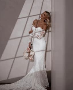 Charming Removeable Sleeves Sweethart Full Lace Mermaid Wedding Dresses Sweep Trian Custom Made Bridal Grown Vestido De Noival