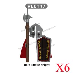 Medieval Military Castle Black Hawk Knight Building Blocks Gothic Cavalry Armor Shield Axe Soldier Figure Accessories Bricks Toy
