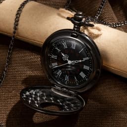 Black Bronze Roman Scale Display Pocket Watch Quartz Relogio Vintage Exquisite Pocketwatch With Necklace Chain Gift Clock