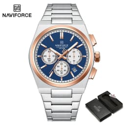 NAVIFORCE Fashion Quartz Watches for Male 3ATM Waterproof Chronograph Clocks Date Display Steel Strap Business Man's Watch Gifts
