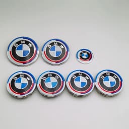 7pcs BMW Emblem Set 82mm 74mm 45mm 56mm 68mm Car Front Hood Logo Rear Trunk Badge Wheel Center Hub Caps Steering Wheel Sticker