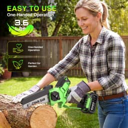 TaskStar Brushless Electric Chainsaw 6&8 Inch Handheld Cordless Pruning Saw with 2 4000mAh Batteries Manual Oil Supply Garden Power Tools For Wood Cutting Tree Trimming