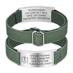 Personalized Medical Alert Bracelet for Men Customized Elastic Strap Stainless Steel Medical ID Bracelets Engraved Medic Info