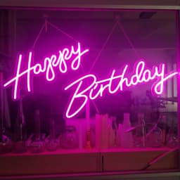 Dimmable LED 'Happy Birthday' Neon Sign in Multiple Sizes 42cm/51cm/76cm with Clear Acrylic Backer - Wall Party Light for Celebr