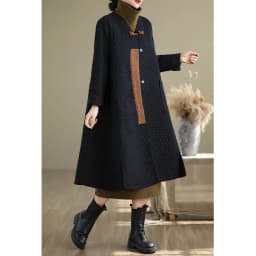 Retro Cotton Jacket Women's Loose Warm Long Coat with Button Embroidery Linen Cotton Diamond Stitching Winter Artistic Style