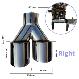 1 Pcs Universal Car Stainless Steel Tail Throat Length Y-Shaped Double Out Twill Glossy Exhaust Muffler Tip