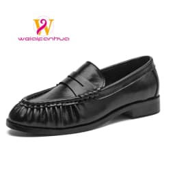 Lady Loafers 2026 Model Handcrafted Retro Pleated Single Shoes for Women, Women's Low-Heeled Leather Suede Shoes