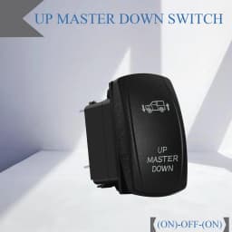 Waterproof 12V/24V 7-Pin DPDT Reverse Polarity Rocker Switch Blue LED Latching/Momentary On-Off-On for DC Linear Actuators Motor