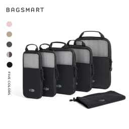 BAGSMART 6PC Compression Packing Cubes Large Capacity Travel Storage Bag Portable Luggage Organizers for Clothes