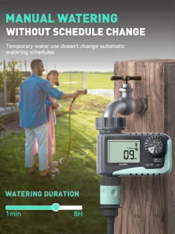 RAINPOINT Sprinkler Timer, Programmable Water Timer for Garden Hose, Outdoor Soaker Hose Timed with Rain Delay/Manual/Automatic Watering System, Digital Irrigation for Yard, Lawn, 1 Outlet