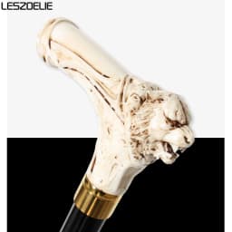 92cm Tiger-Head With Luxury Pattern Handle Black Stick Men German Beech Wooden Walking Stick Women Fashionable Decorative Canes