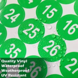 5pcs/Bag Number 1-50 Color Circular Adhesive Sticker -1 Inch Waterproof Code Number Label Clothing Size Label