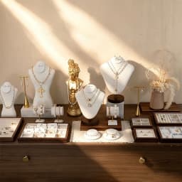 Walnut Base Linen Neck Mannequin Jewelry Display Bust Necklace Chain Pendant Showcase Stand For Shop Shooting Display