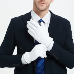 Winter Plus Velvet Thickened Back Three-String White Gloves Etiquette and Steadily Dance Performance Keeps Warm and Cold for Men