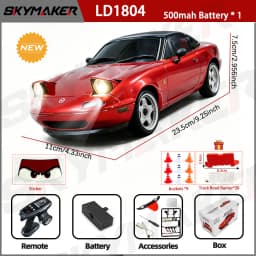 LDRC Upgraded LD1804 1:18 MX-5 RWD RC Drift Car Gyro Stabilization LED Headlight Funny Tongue 2.4G Remote Control Toy Car Gift