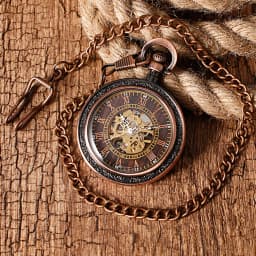 Rose Gold Mechanical Pocket Watch Pendant Pocket Clock Retro Style Hand-Winding Mechanical Pocket Timepiece Roman Numerals Dial