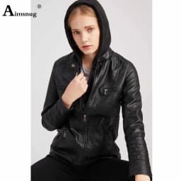 Yellow Red Faux Pu Leather Jackets 2025 Spring Autumn Fashion Zip up Top Outerwear Lady Basic Coats Plus Size Female Jackets New