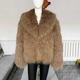 Beiziru Women's Mongolia Sheep Fur Coat Turn-down Collar Real Warm Stylish Outerwear Jacket