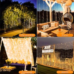 300Leds Solar Curtain String Light Outdoor Waterfall Garland Fairy Lights Garden Halloween Christmas Decoration Holiday Lighting