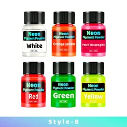 Fluorescent Powder, Fluorescent Mica Pigment, 12 Colors Available, 20ml, Two Sets of 6 Colors Can Be Chosen, Suitable for Epoxy Resin, Candle Coloring, Neon Color Pigments, Ideal for DIY Crafts, Jewelry Making, Christmas Gift Choice