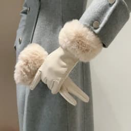 Women's Winter Luxury PU Leather Gloves Wrist Soft Faux Fur Trim Cuff Fashion Elegant Party Warm Touch Screen Drive Cycling
