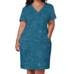 Math Lessons Print Dress V Neck Geometry Kawaii Dresses Woman Street Wear Print Casual Dress With Pockets Plus Size