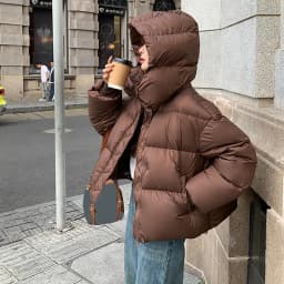 Windproof Zipper Up Stand Collar Puff Parkas Women Thicken Warm Hooded Down Cotton Coats Woman Korean Long Sleeve Short Parkas