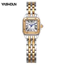 YASHIDUN Women Watch Square Small Clock Elegant Watch Small Size Quartz Watch Stainless Steel Waterproof Women Wristwatch