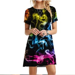 New 2022 Women Dresses 3D Flame Cloud Eruption Dress Summer Casual Short Sleeve Loose Plus Size Dress Fashion Print Clothing 6XL