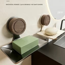 Suction Cup Soap Dish with Drain Holes, Wall-Mounted Metal Soap Tray for Bathroom and Kitchen, Rust-Proof, Easy to Install