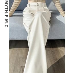 Brown Woolen High-end Suit Pants for Women in Autumn and Winter 2023 New Narrow Version Straight Wide-leg Pants with Drape