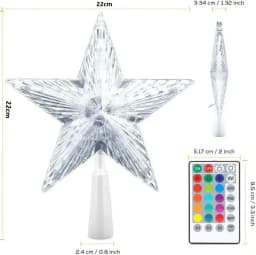Dia 22CM Christmas Tree Topper Stars String Lights USB Powered RGB Changeable Stars Garland Fairy Lights for Holiday Party Decor
