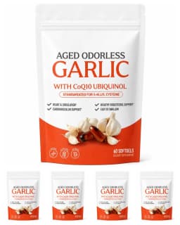 Odorless Aged Garlic Extract Softgels, 600mg AGE with 50mg CoQ10 Ubiquinol, Standardized S-Allyl Cysteine, Lifestyle, 60 Count