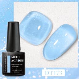 MEET ACROSS 7ml Orange Red Pink Gel Nail Polish Laser Sparkling Soak Off Semi Permanent Nail Art UV Gel Varnishes Spring Summer