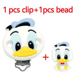 2pcs/set Silicone Cartoon Animal Pacifier Clip Molar Bead DIY Pacifier Chain Jewelry Accessories